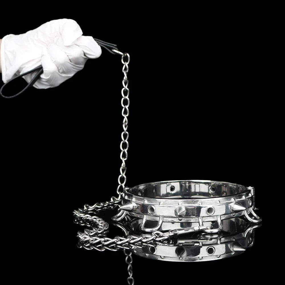 SHAZ Thick Heavy Collar Neck Sleeve Lockable Slave Dog Hentai Stainless Choker BDSM Accessories Adult Game Sex Toy Men Women 18+