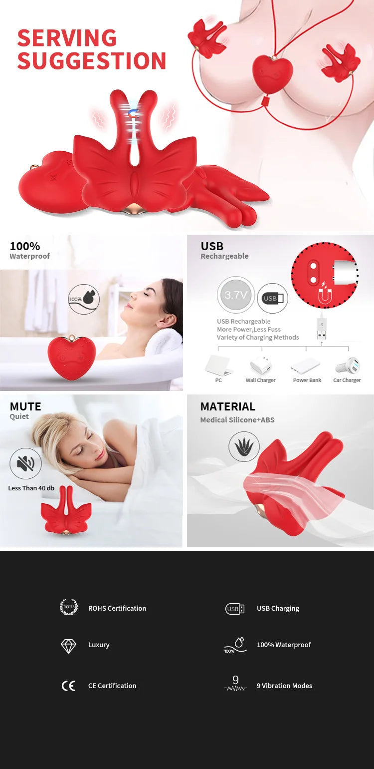 Nipple Clamp Vibrator Breast Stimulatior Magnetic Nipple Clip Sex Toys Necklace for Clitoris Anal Erotic Toys Adults for Couples