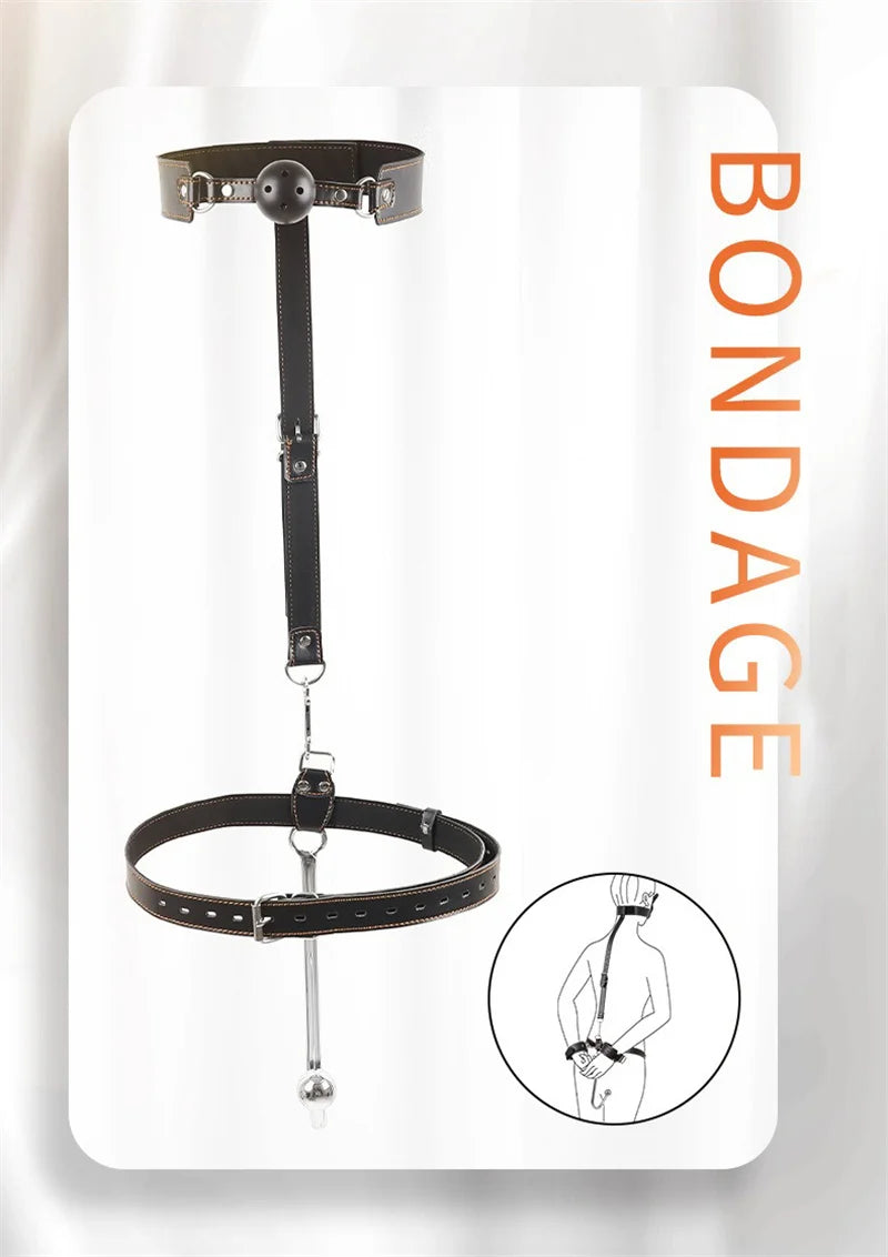 Bondage Gear Adult Sex Toy Set Anal Hook Mouth Gas Harness BDSM Handcuffs Mouth Plug Adjustable Collar Slave Bondage Sex Toys