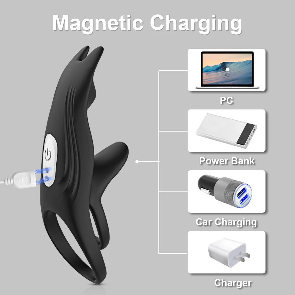 Adult Sex Toy Penis Ring for Men Ejaculation Delay Vibrator for Men Cock Ring Penis Erection Clitoris Stimulation Adult Products