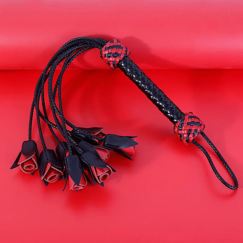 Handmade Woven Rose Flower Leather Whip Leather Whip Loose Whip SM Toys Training Adult Toys sex machine sex machine sexshop
