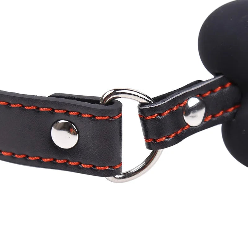 Cute Silicone Dog Bone Ball Gag Leather Harness | Adjustable BDSM Mouth Plug for Couples Flirting Adult Erotic Toys