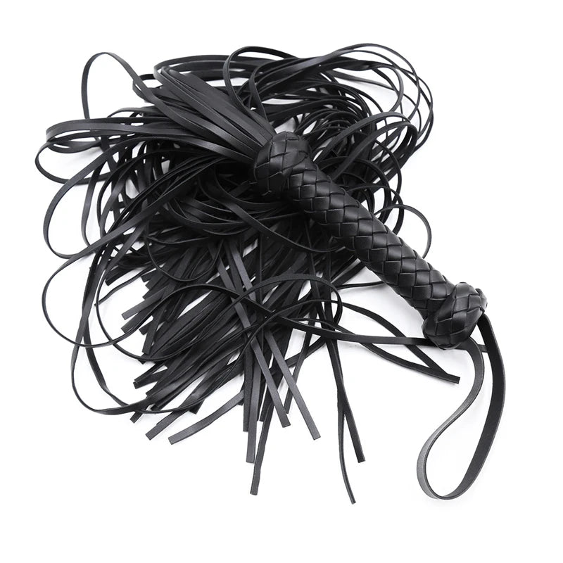 Fetish Black&Red PU Leather Whip Flogger Handle Spanking Paddle Knout Flirt BDSM Adult Game Erotic Sex Toys for Women Couples