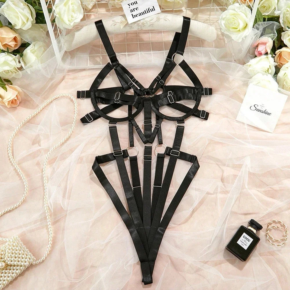 BDSM Lingerie Sexy Bondage Open Anal Erotic Bodysuit Women Halter Exposed Exotic Clothes Backless Bottom Sissy Hot Sensual Body
