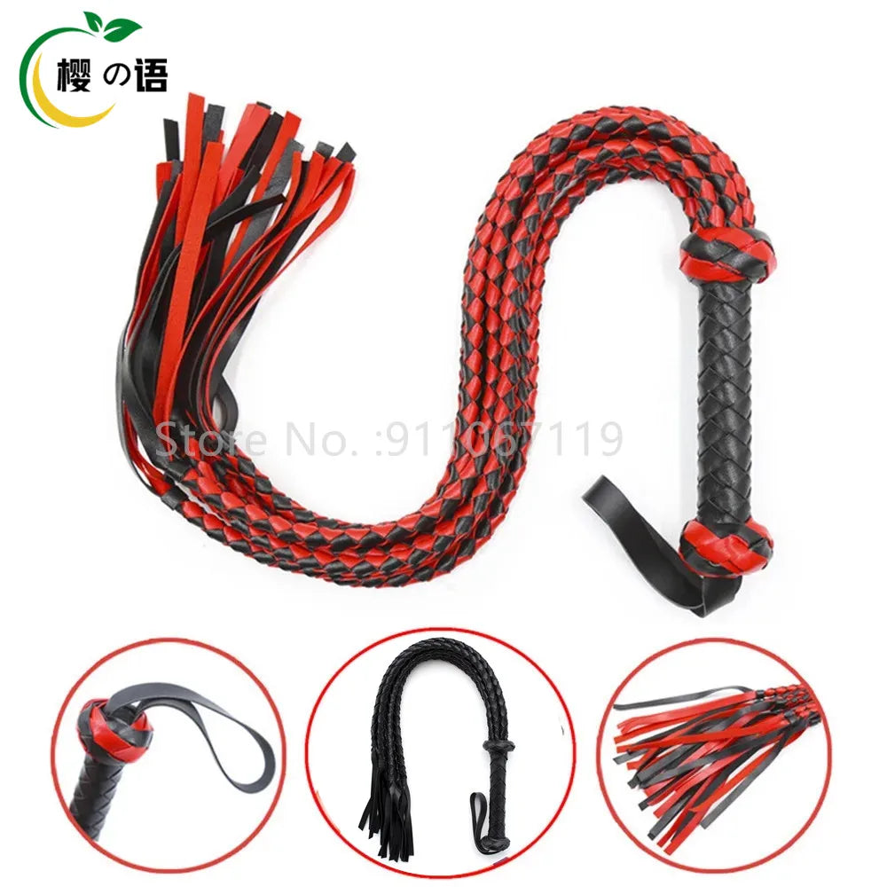 Durable Woven Pattern Leather Whip Bdsm Bondage Restraints Adult Games Sex Toys For Couples Flirting Erotic Products Party Props