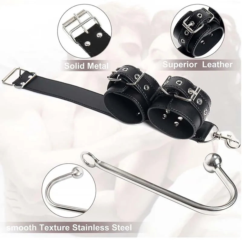 Sex Toy Set Anal Hooks Handcuffs PU SM BDSM Bondage Anal plugs Neck Restraint Backhanded Couple Flirt Sex Toys