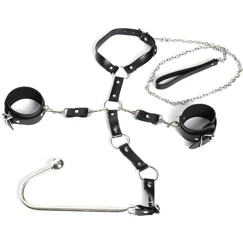 BDSM Sex Neck Collar Bondage Handcuffs Anal Hooks Kits Metal Butt Plug Slave Role Play Sex Toys For Couples Adult Sex Games Shop