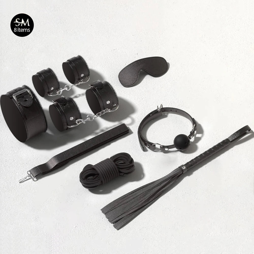 Bdsm Bondage Set Restraint Adult Game Handcuff Neck Collar Wrist Mouth Gag Strap Fetish SM Sex Toys for Woman Couples Product