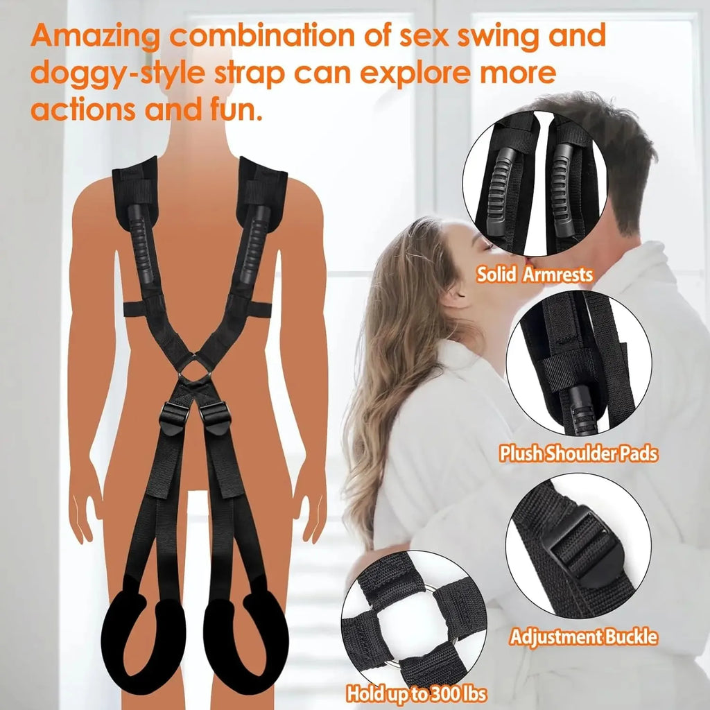 BDSM Sex Swing Set with Bondage Love Slings Adjustable Strap Easy Installation Soft Mat for Couples Adult Sex Toy Intimate Time