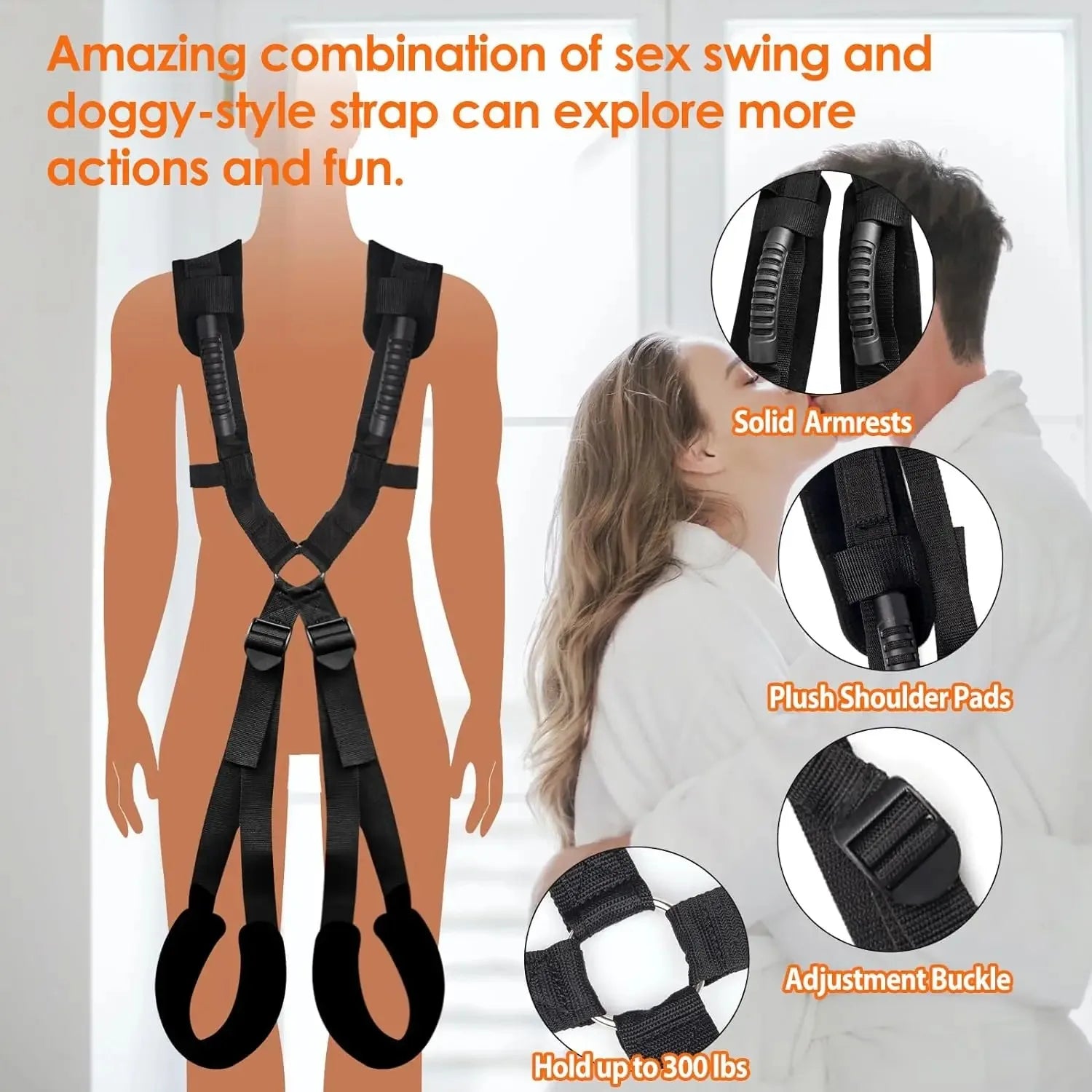 BDSM Sex Swing Set with Bondage Love Slings Adjustable Strap Easy Installation Soft Mat for Couples Adult Sex Toy Intimate Time