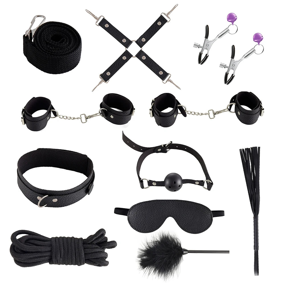 Bdsm Bondage Set Restraint Adult Game Handcuff Neck Collar Wrist Mouth Gag Strap Fetish SM Sex Toys for Woman Couples Product