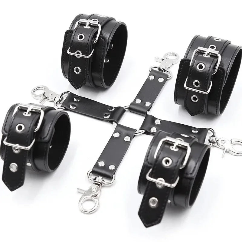 Leather Handcuffs BDSM Bondage Restraint Flirting Slave Exotic Accessories Toys For Couple Games Handcuff&amp  Ankle Cuffs Adult