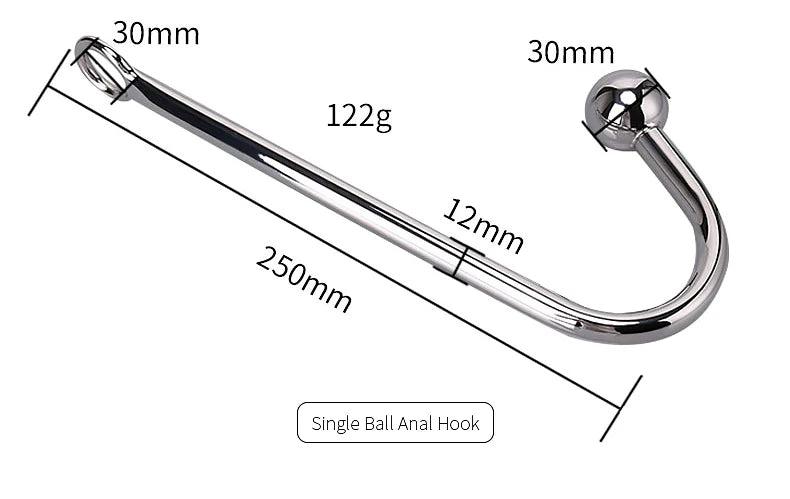 Stainless Steel Anal Hook With Anal Beads Hole Anal Hook Metal Butt Plug Anal Sex Toys Adult Product No Vibrator For Men Gay
