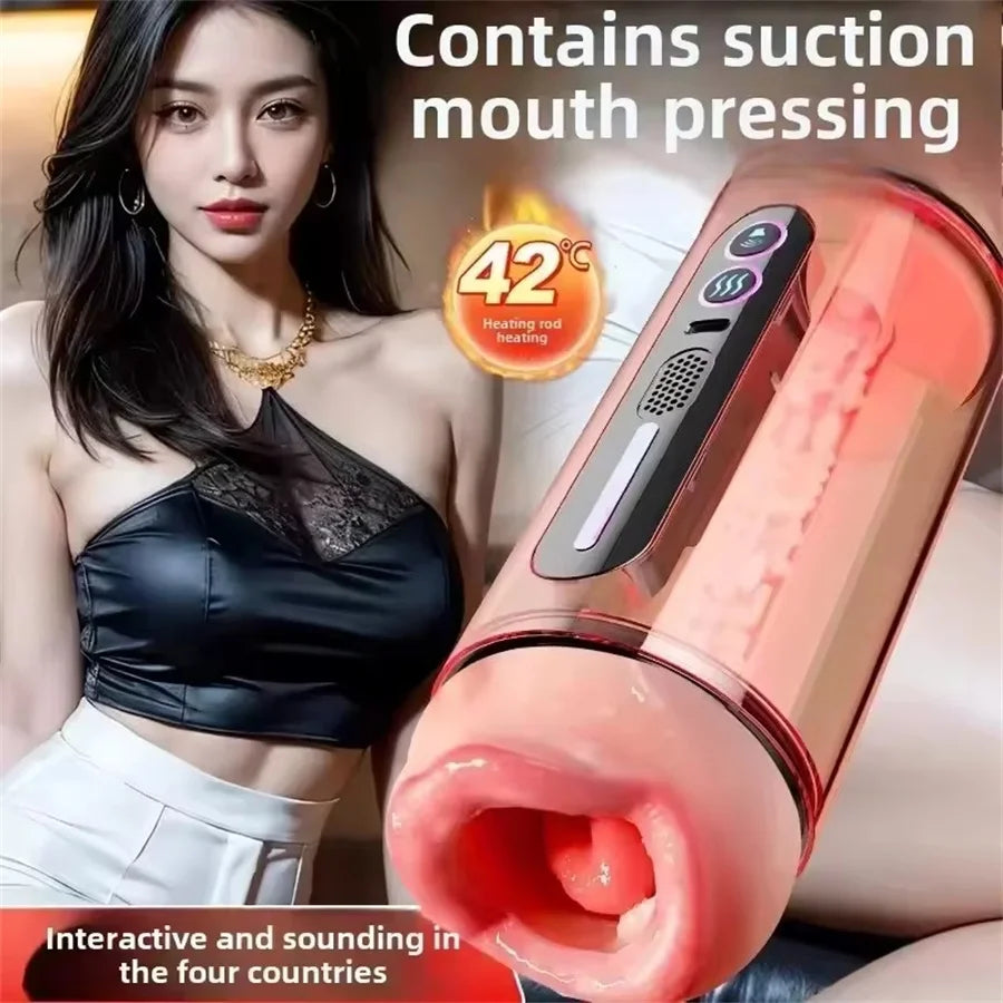 Male Masturbator Automatic Sucking Masturbation Cup For Men Deep Throat Oral Vagina Suction Blowjob Vibrating Sex Machine