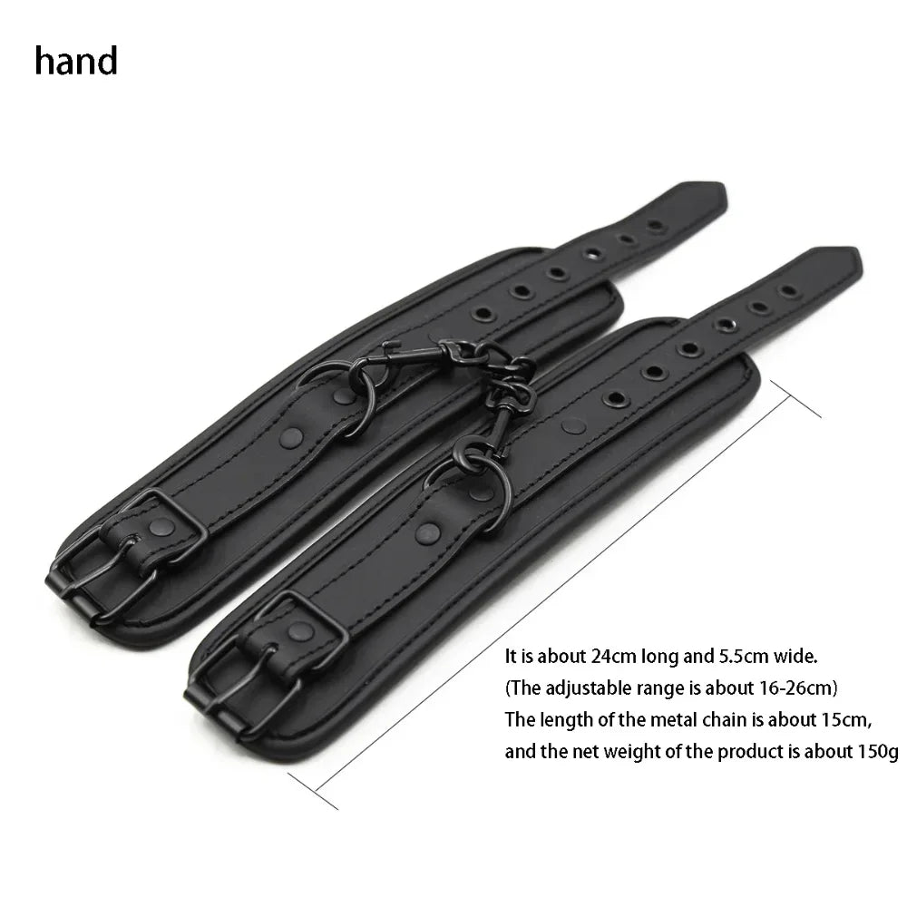 BDSM Sex Handcuffs Restraints Open Leg Ankle Cuffs SM Bondage Harness Bed Bandage Straps Slave Sex Toy Erotic Accessories Kits