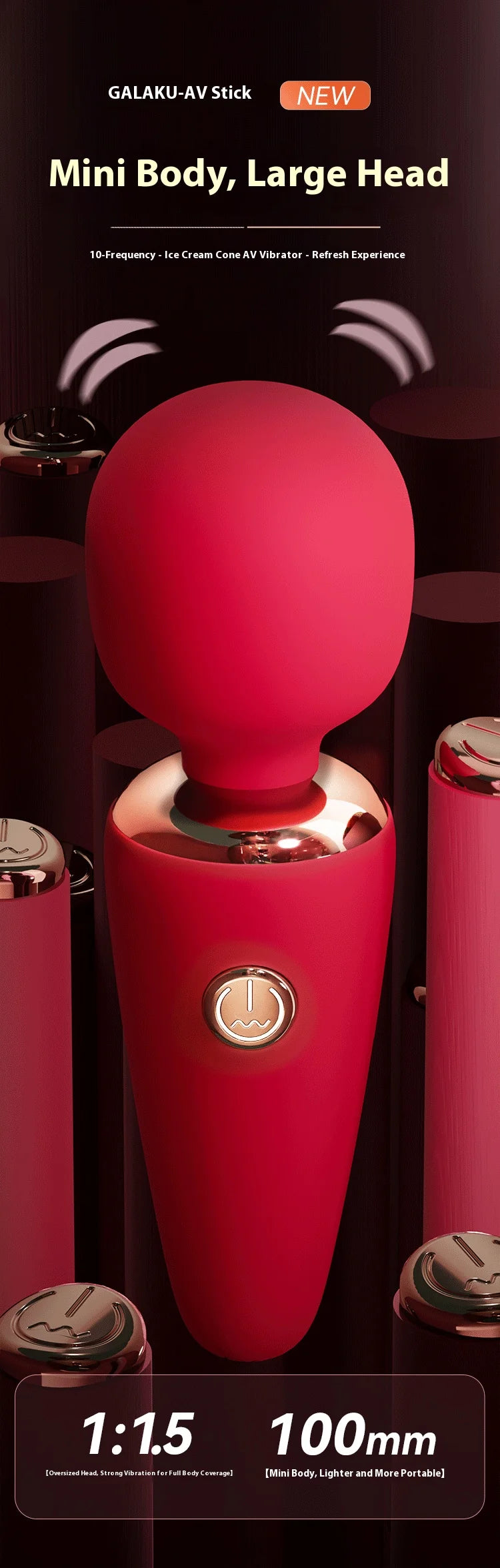 Mini AV Stick Vibrator for Women USB Charging Portable Adult Magic Wand Ice Cream Vibrator 10 Frequency Vibrating Sex Toys