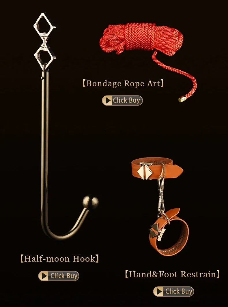 LOCKINK Metal Anal Hook Couple Adults Toys SM Posterior Anal Dilation Single Bead Adjustable Restraint Equipment for Men Women