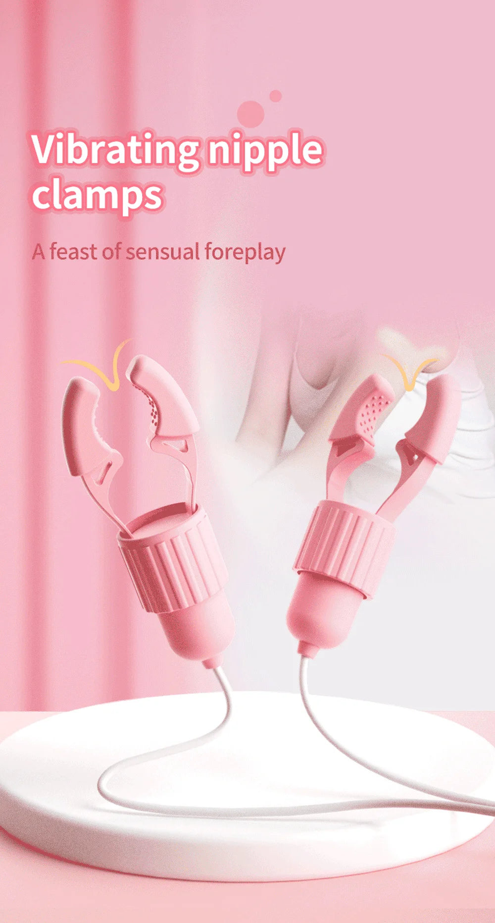 Nipple Clamps Vibrator Breast Massage Tongue Licking Sucking Vibrating Clit Stimulator Female Maturbator Adult Sex Toy For Women