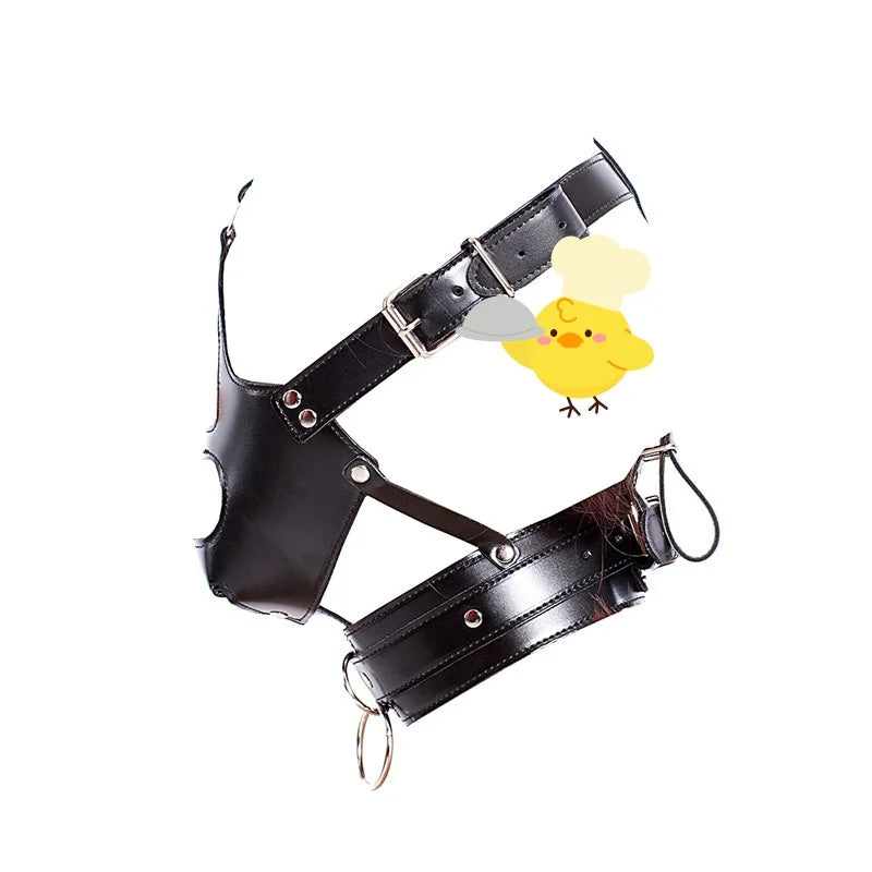 Adult Reinforced Harness Type Gag Mask with Collar and Facial Mask for Western Use