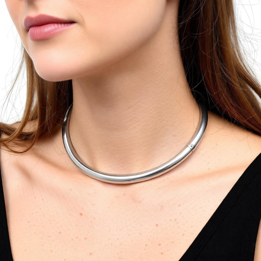 Brushed matt stainless steel slave collar necklace lockable torque necklace choker fetish wear jewelry Collar