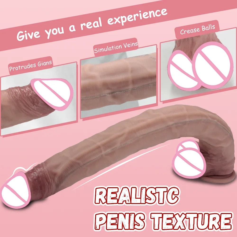 Realistic Dildo Long Penis Dildo Sex Toys Silicone Big Dildos Lifelike Giant Dildo for G Spot and Anal Play with Suction Cup