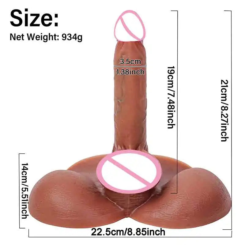 3D Realistic Penis Masturbator Body Dildo Thick Dick Big Penis with Real Testis Sex Doll Simulated Penis for Women Gay Lesbian