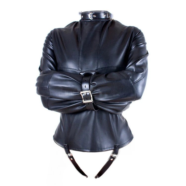 BDSM PU Leather Straitjacket Bondage Body Harness Adult Game Straight Jacket Halloween Clubwear Costume Armbinder Sex Toys Women