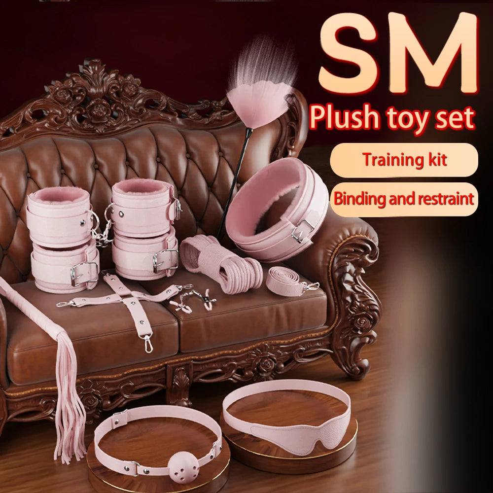 BDSM Adjustable Bondage Kit for Women with Spreader Bar Handcuffs Ankle Cuffs Adult Fetish Restraints Set for Spicy Adult Games