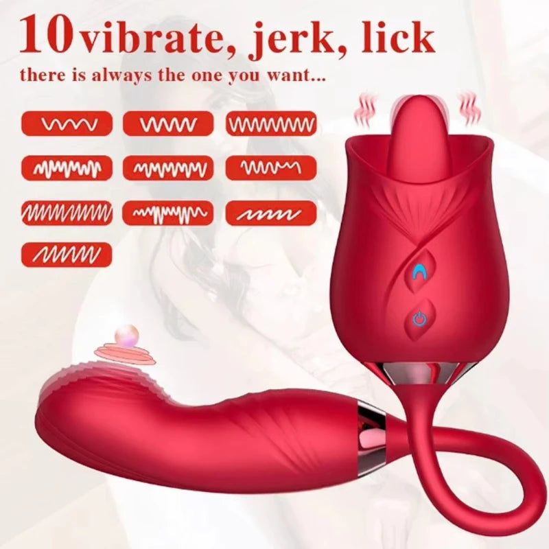 Licking Vibrator for Women Clitoral Nipple Stimulator Massager Thrusting Dildo 2 in 1 Sex Toy for Women Adult Sex Products