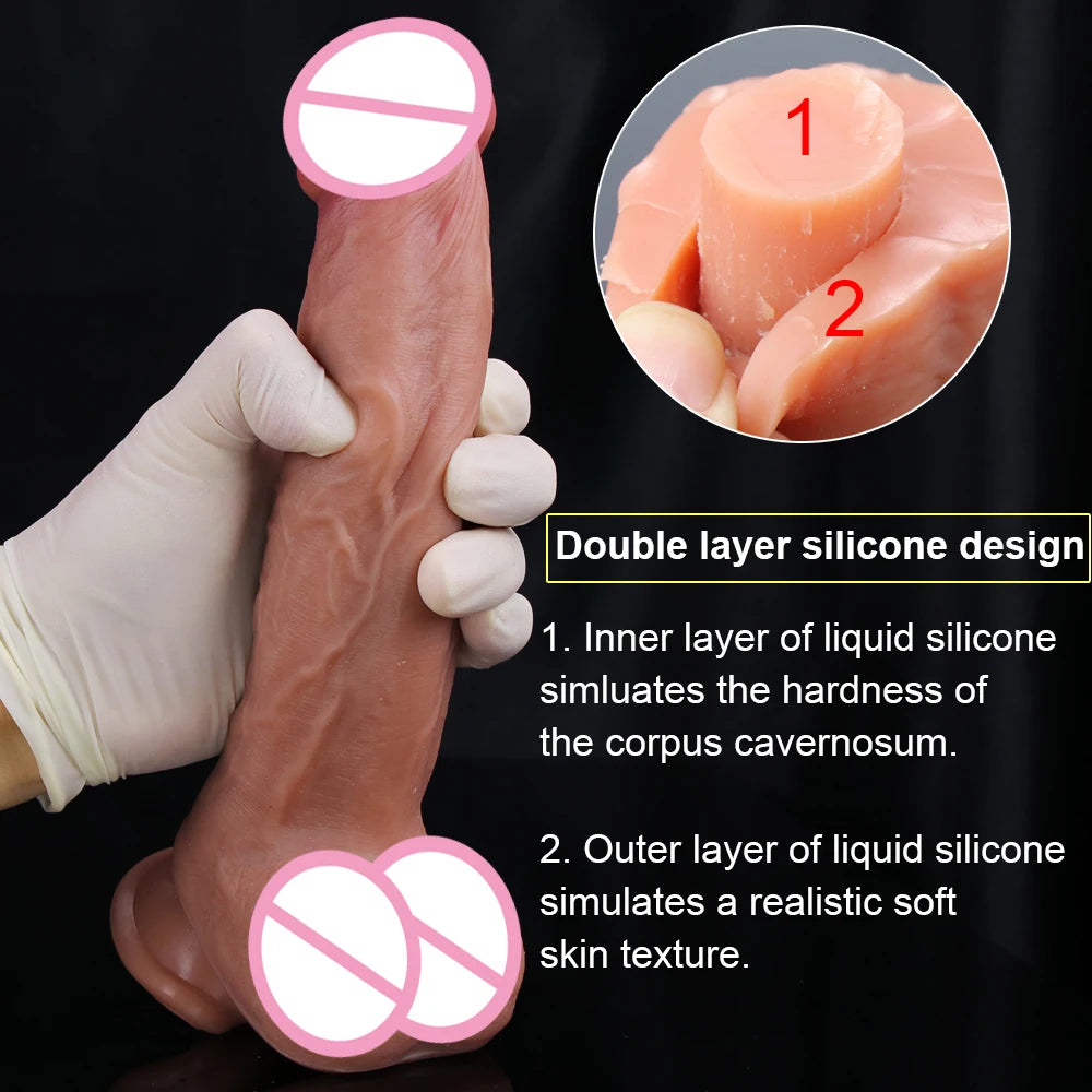 32CM Realistic Silicone Dildo Super Large Penis Sex Toy For Men Women With Thick Glans Real Dong Powerful Suction Cup Stiff Cock