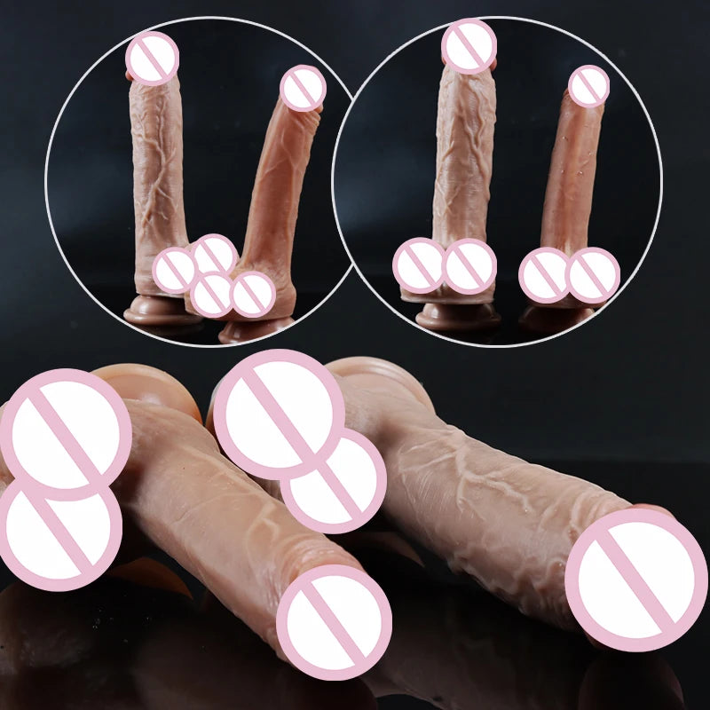 Silicone Dildos Realistic Fake Long Penis Double Layer Butt Plug Adult Sex Toys For Woman Men Vagina Anal Massage Tools sex toys