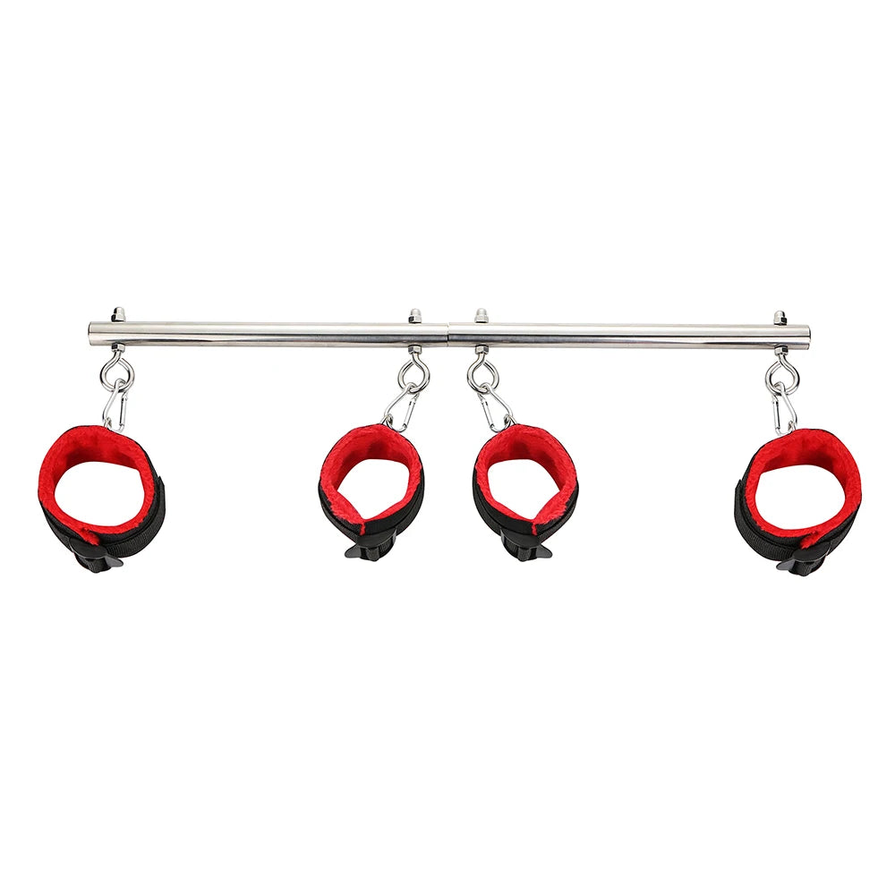 BDSM Bondage Kit Stainless Steel Extendable Spreader Bar Slave Handcuffs Ankle Cuffs Fetish Restraints Set Sex Toys for Couples
