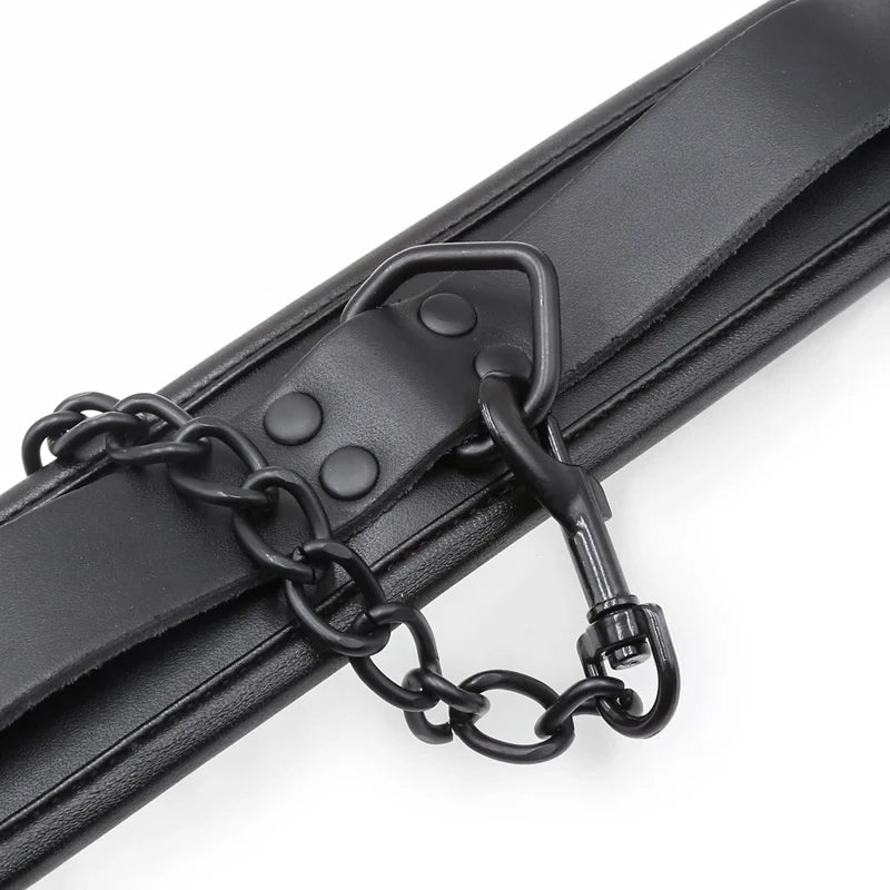 BDSM Bondage Restraint Set Couples Sex Toy 3PCS Neck to Wrist Restraint Kit with Adjustable Handcuff Collar Traction Chain