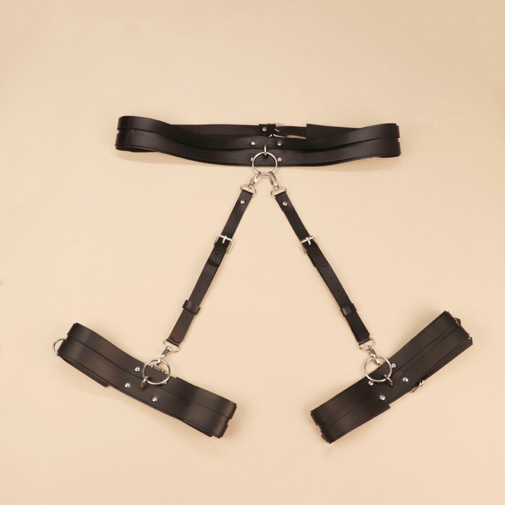 Sexy Bodys Lingerie Woman Leather Harness Bdsm Garter Belt Bondage Thigh Harness Seks Suspenders Strap Belt Stockings Female