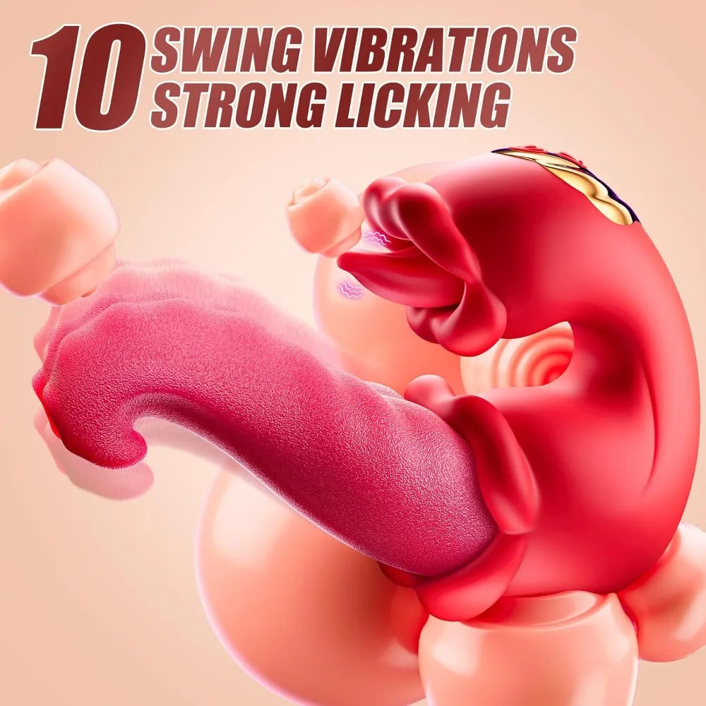Adult Sex Toys for Women 4in1 Vibrator with Tongue Thrusting Dildos G Spot Dildo 10 Clitoral Licking Modes Female Masturbation