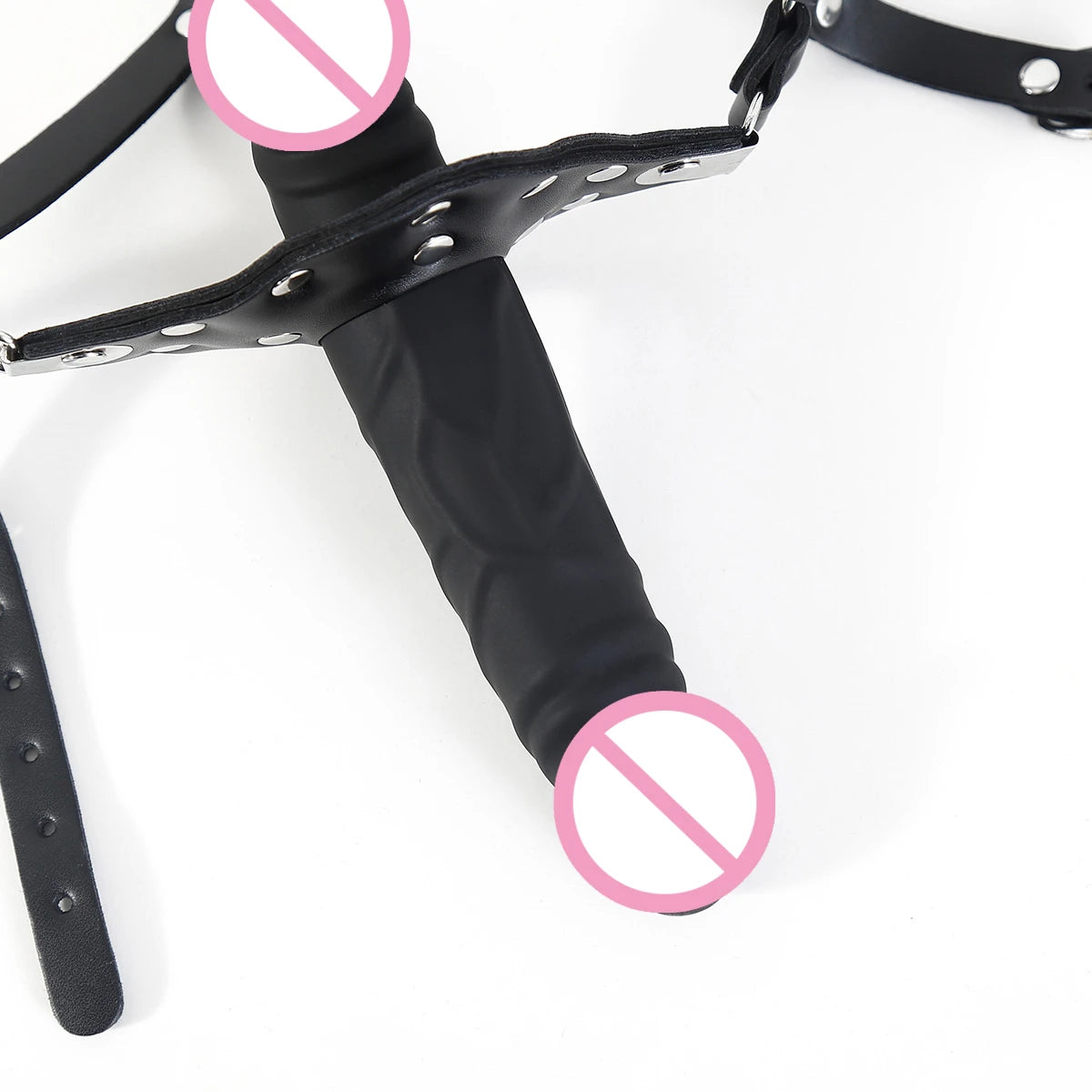 PU Dildo Mouth Gag Sex Toy for Couple Lesbian Self Bondage Restraint Masturbator Harness Oral Sex BDSM Open Mouth Plug Cosplay