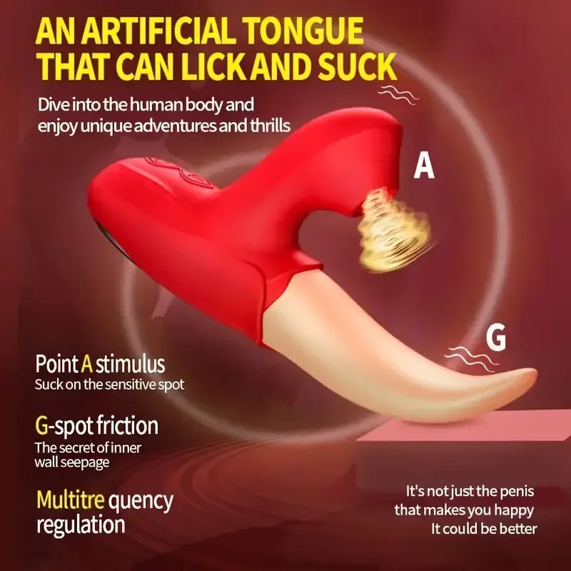 Adult Sex Toys for Women 4in1 Vibrator with Tongue Thrusting Dildos G Spot Dildo 10 Clitoral Licking Modes Female Masturbation