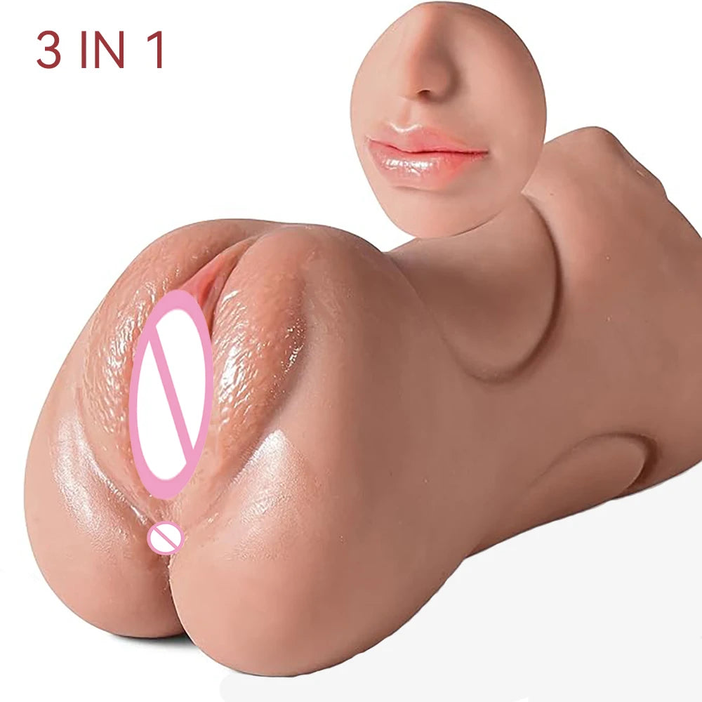 3 IN 1 Sex Toys Masturbation For Men Deep Throat Artificial Real Pussy Oral Male MasturbatorBlowjob Realistic Rubber Vagina