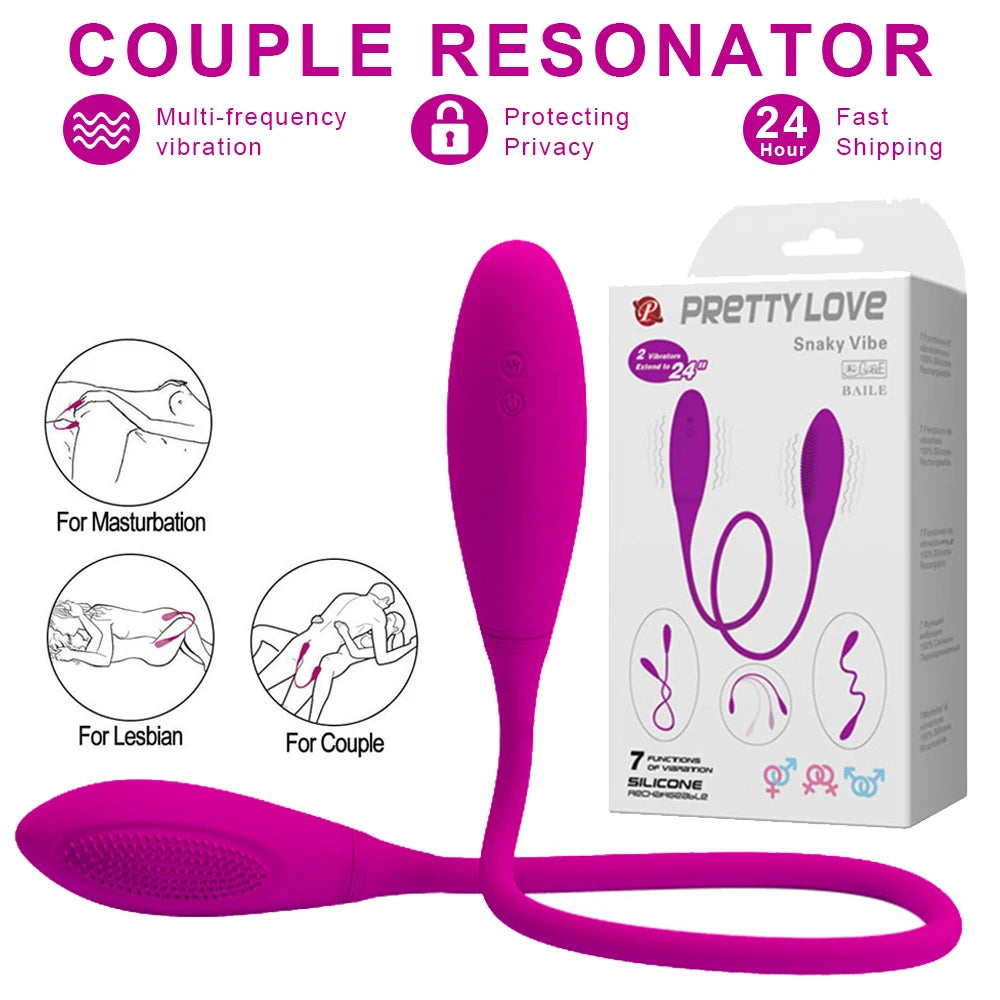 Double-headed Sex Toys for Women Vagina Clitoris Stimulate Vibrator Couple Resonance Masturbator Adult Toys Female Erotic Sextoy