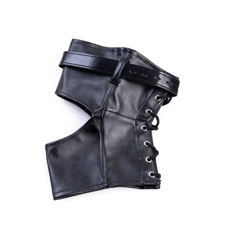 Unisex Leather Bondage Bracelets Set with Adjustable BDSM Handcuffs Dual Feet Cuffs for Couple Role Play Shame Sex Toys