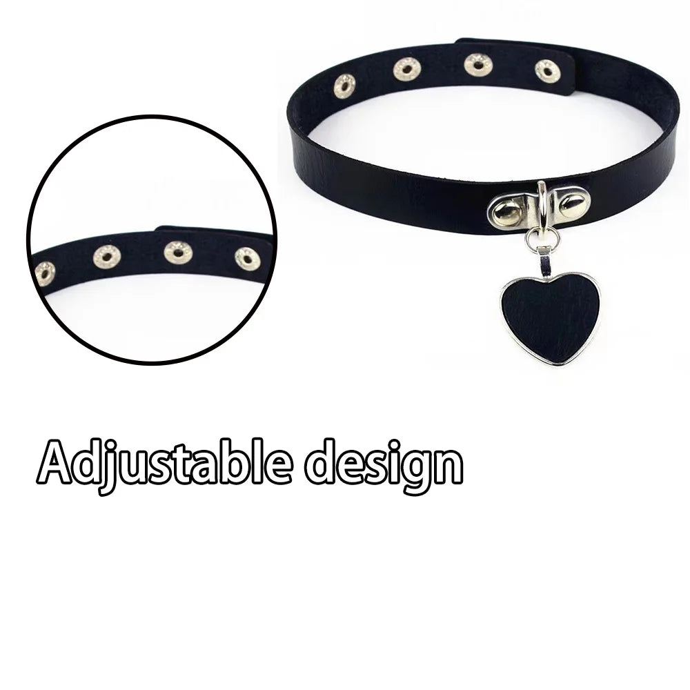 Adjustable BDSM Leather Collar with Chain for Couples, Fetish Play & Role-Playing Sex Toy, Sexy Bondage SM Toy
