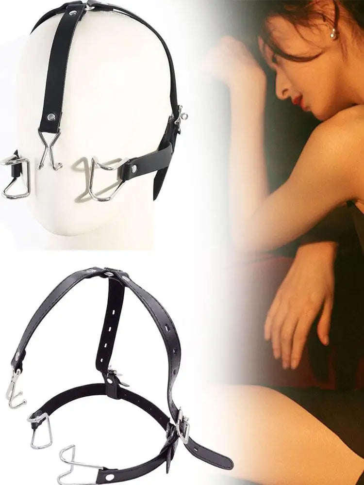 SM Mouth Gag BDSM Mouth Plug Spreader Sex Toy Set Women Slave Oral Sex Trainer Adult Metal Ring Gag Flirting Open Mouth Harness
