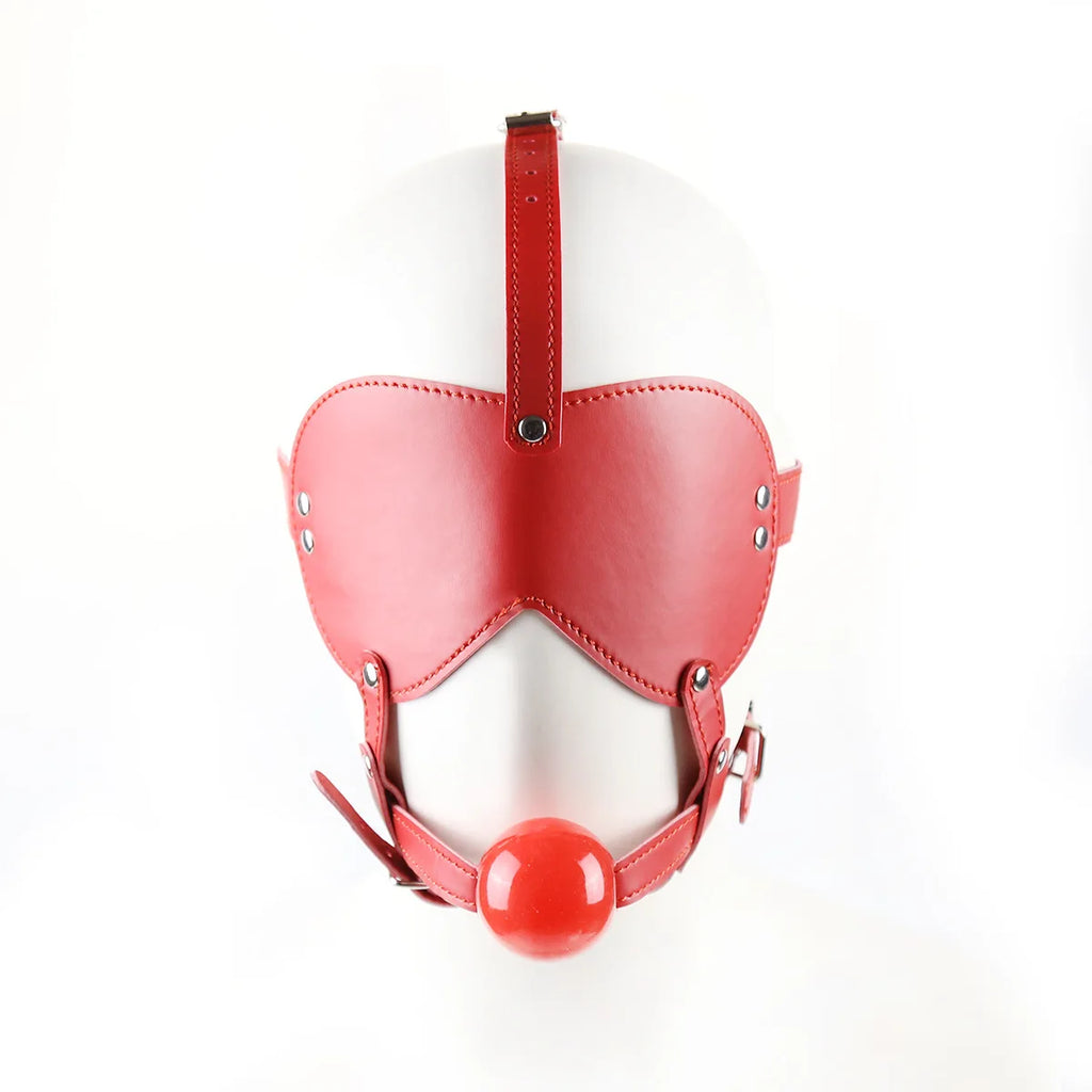 SM Leather Padded Hood Blindfold,Head Harness Mask Gag, BDSM Bondage ,Sex Toys for Couples Accessories