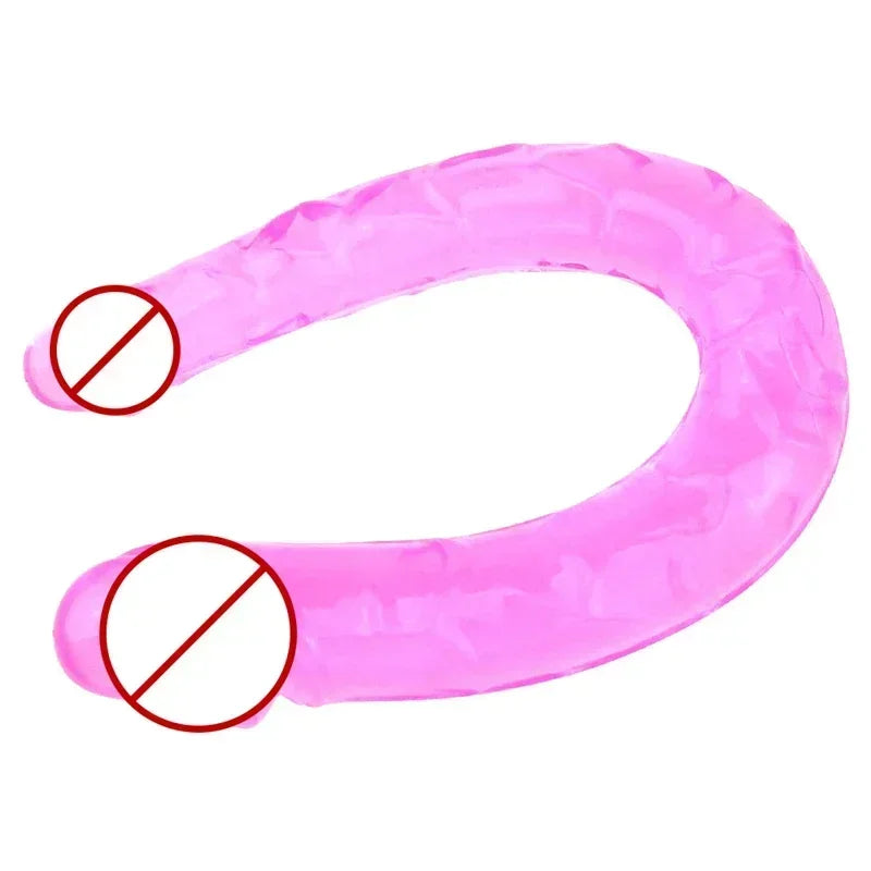 Double-Ended Realistic Dildo for Adults Flexible Jelly Penis Cock with Butt Plug Massager G-Spot Stimulation - Sex Toy for Women