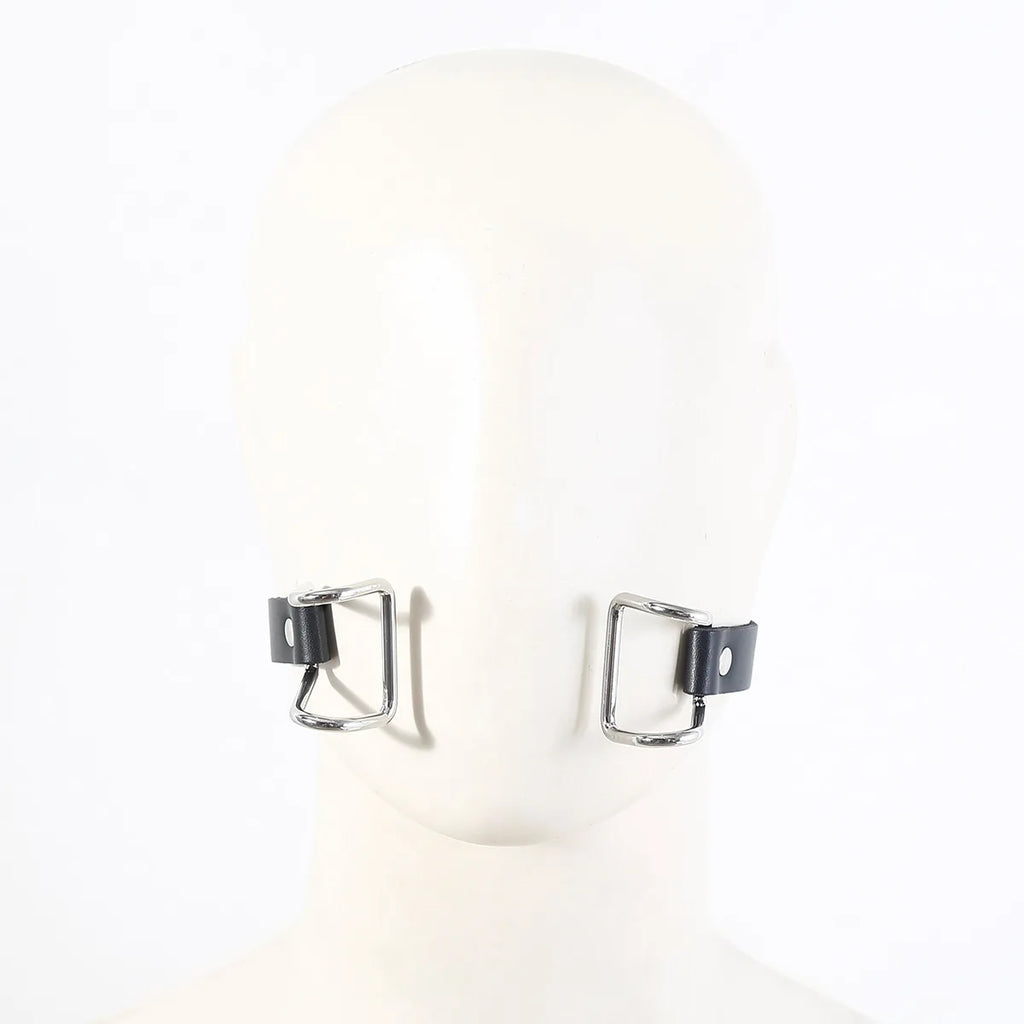 Stainless Steel Spider Ring Gag BDSM Bondage,Nose & Mouth Hook Spreader Leather Head Harness ,Sex Toys For Couples Restraints