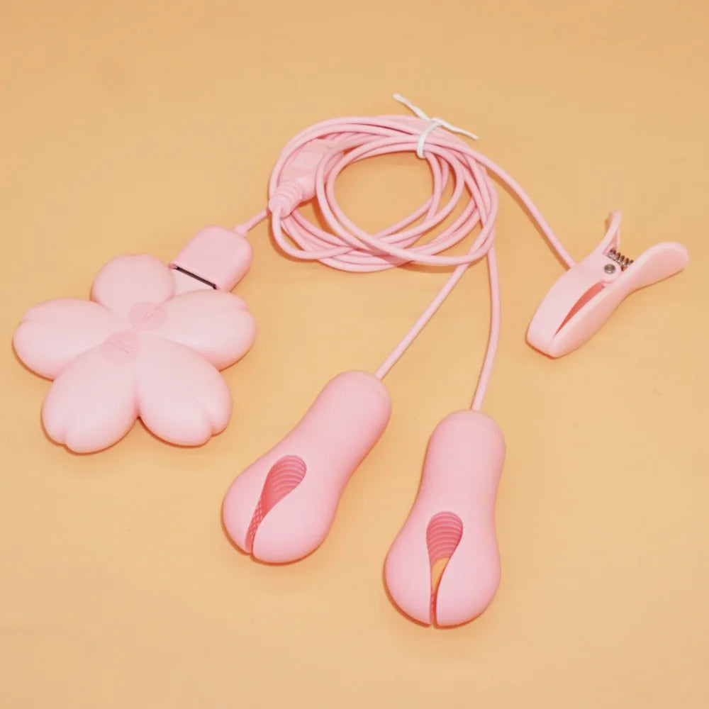 Nipple Clamp Vibrator for Women Labia Powerful Vibration with Clips Breast G Spot Clitoris Stimulator Vibrating Massager Sex Toy