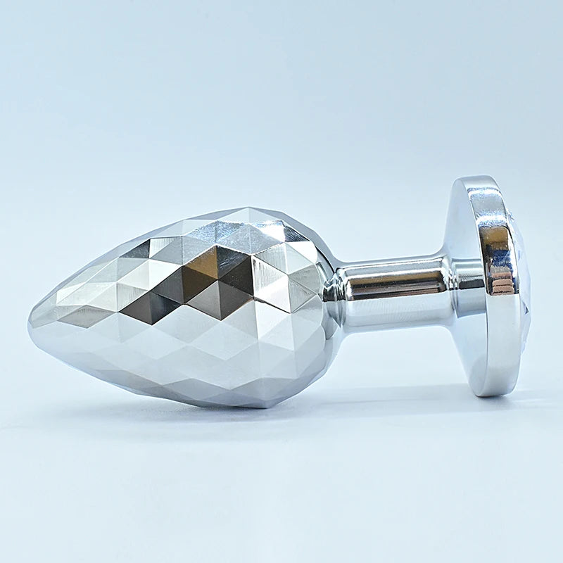 Silvery Stainless Steel Diamond Surface Anal Plug Dildo Crystal Base Butt Plug Analplug Sex Toys For Woman Adult Toys Anal Toys