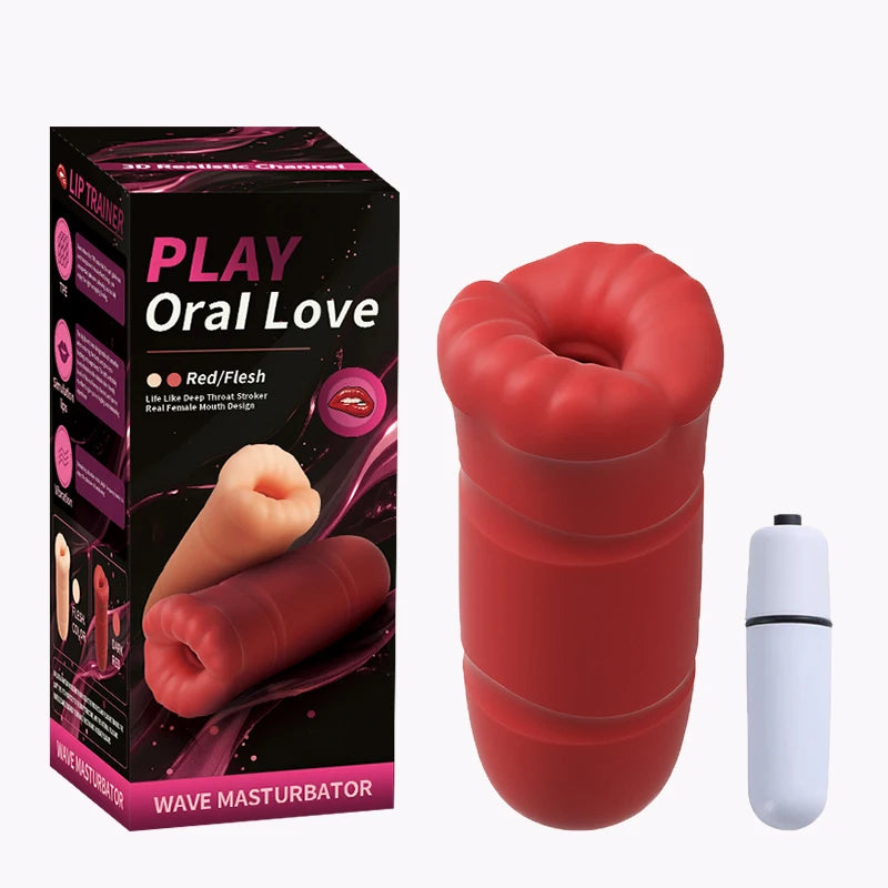 Male Sucking Masturbator (w/Vibrating Bullet) - 18+ Oral/Vaginal Blowjob Stimulation, Penis Vibrator Cup