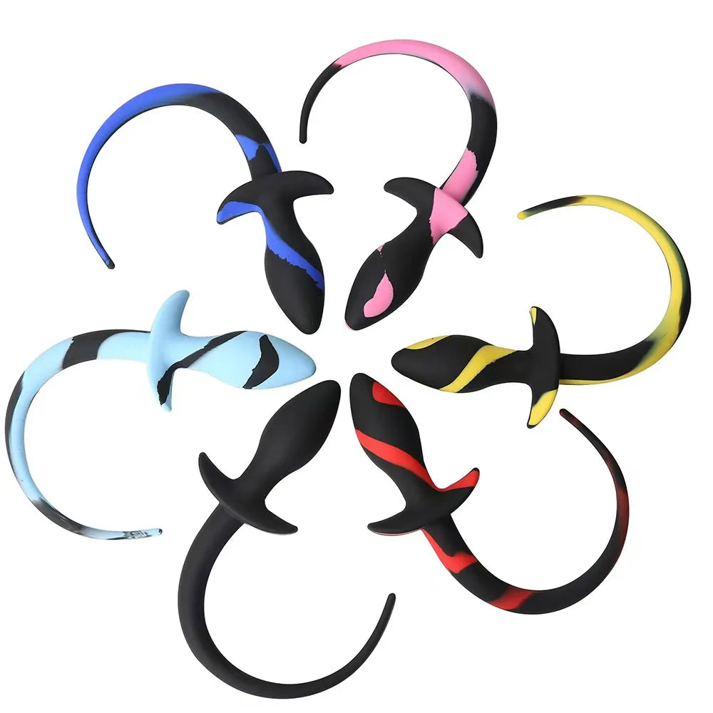 Factory Sales Silicone Dog Tail Luminous Anal Plug Puppy Play Anal Accessories G-Spot Prostate Massage Butt Plug Fetish Sex Toys