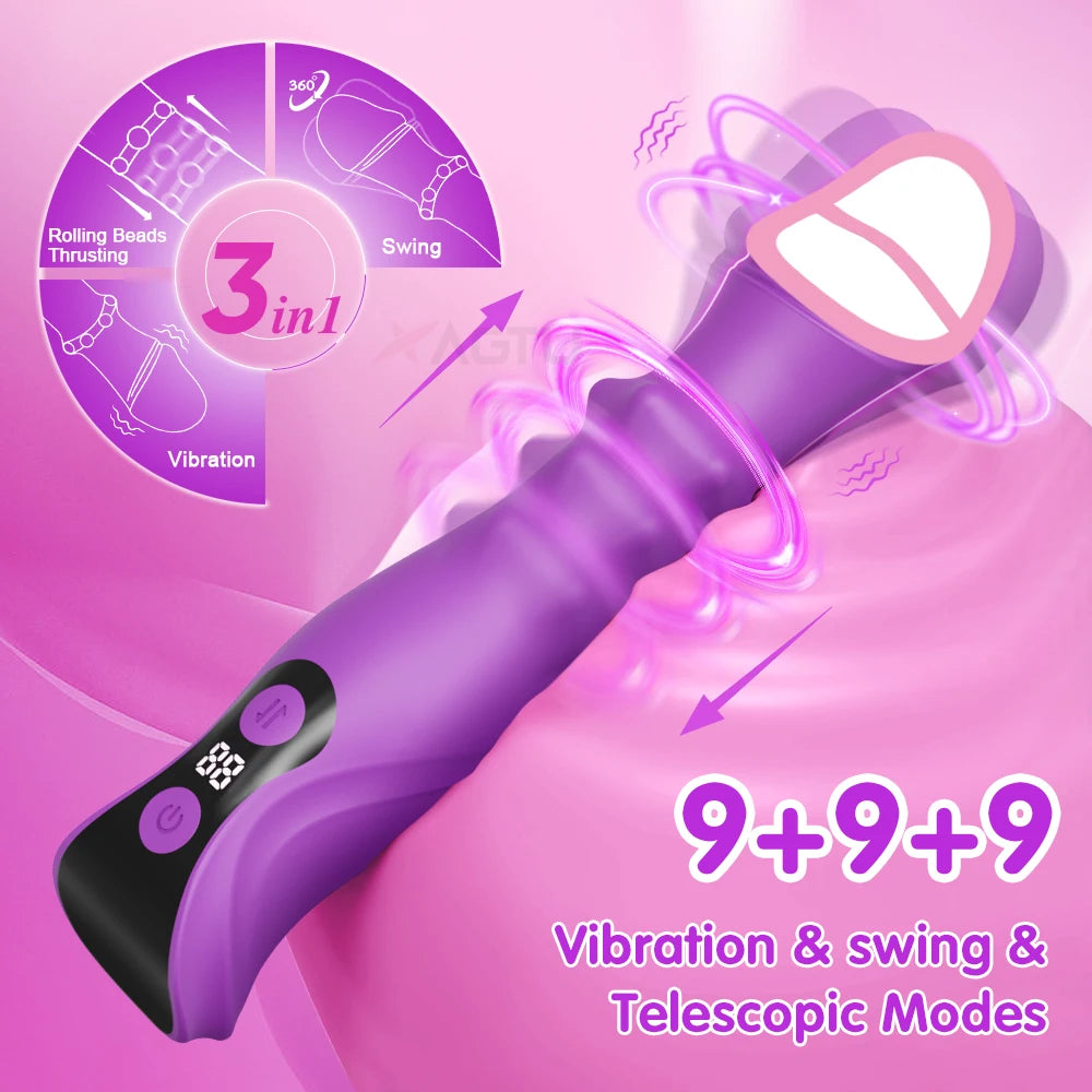 Sex Toys Telescopic Swing Vibrator for Women 3 in 1 Clitoris G Spot Stimulator Thrusting Beads Dildo for Female Adult Toys 18+